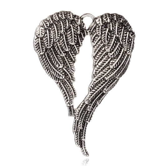 Heart Wing Antique Silver Pendant