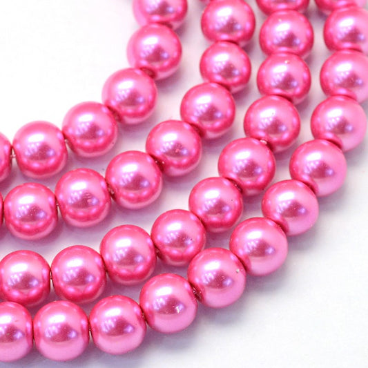 Hot Pink Glass Pearls